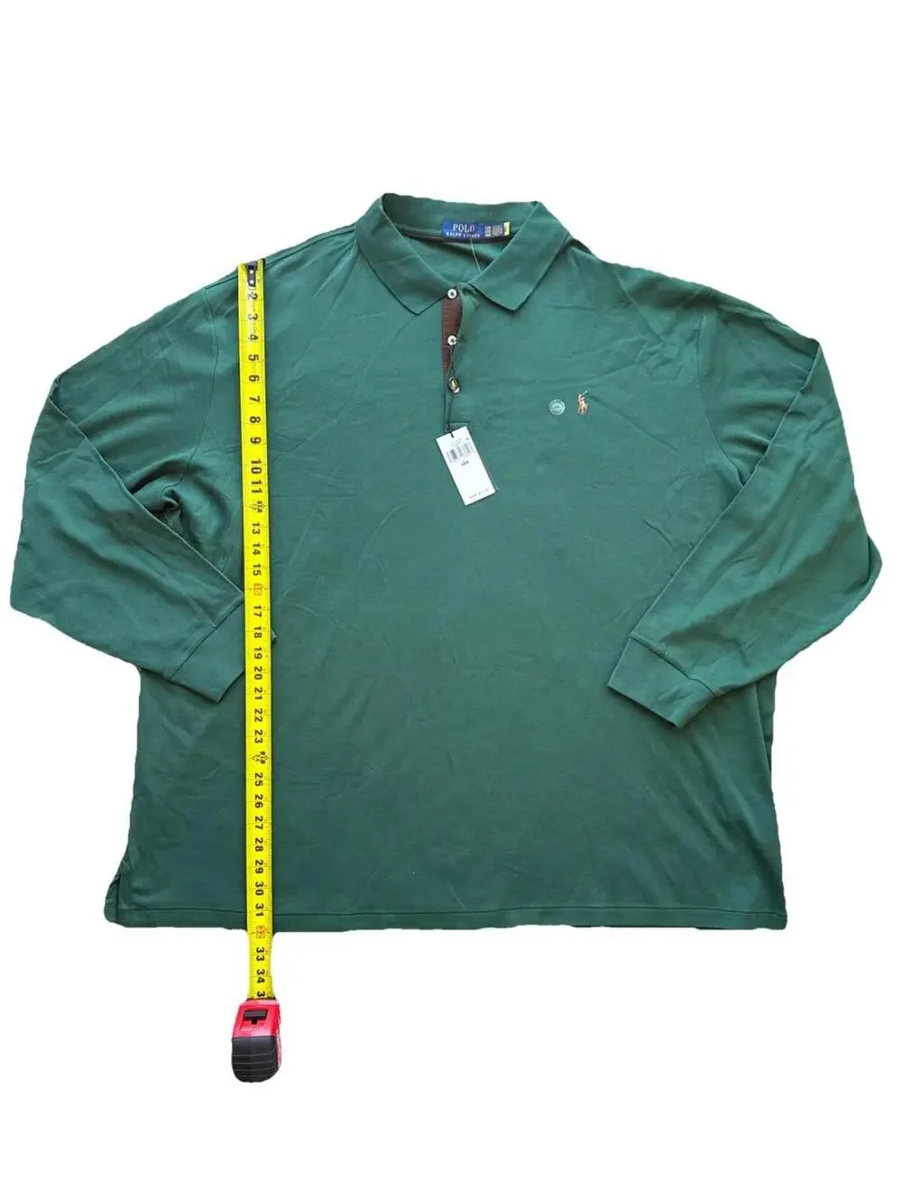 NWT Polo Ralph Lauren Mens Green Long Sleeve Polo Shirt 4XB Flesh Pony